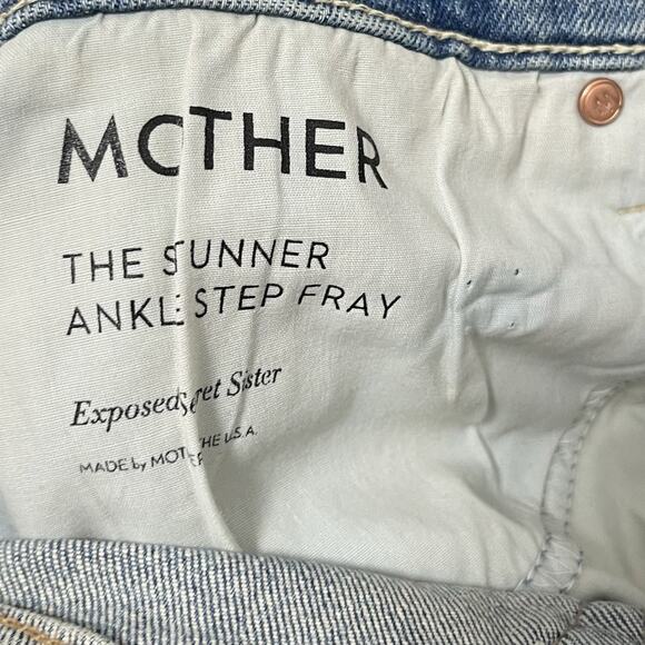 MOTHER Stunner Ankle Step Fray Distressed Skinny Jeans Size 29 Light Wash NWT - Picture 9 of 11